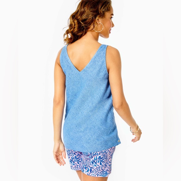 Lilly Pulitzer Linen Florin Loose Fit Sleeveless Top - Picture 3 of 9